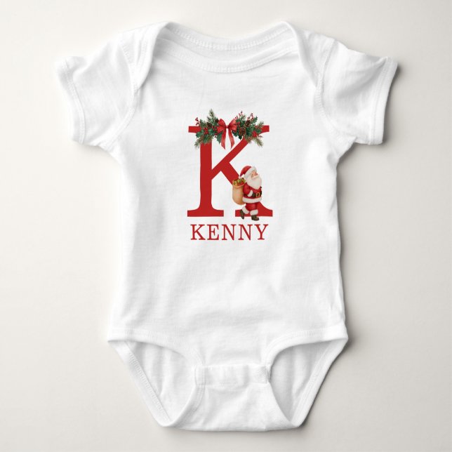 Body Santa Monogrammé et Nom Famille Assortis (Devant)