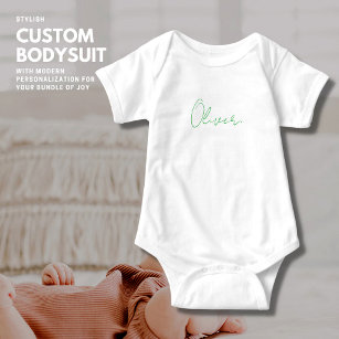 T-shirt Script vert tendance moderne Personnalisé Baby