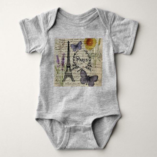Body scripts papillon français chic tour eiffel paris (Devant)