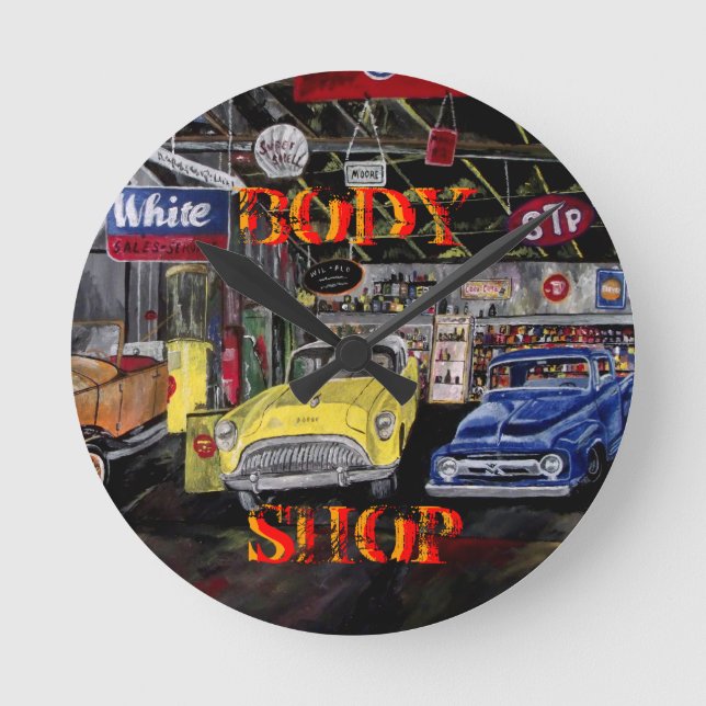 Body Shop Vieux Mur de voiture Horloge (Recto)