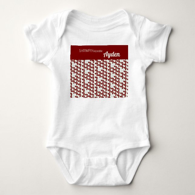 Body SHRIMPLEMENT adorable Motif rétro blanc rouge pers (Devant)