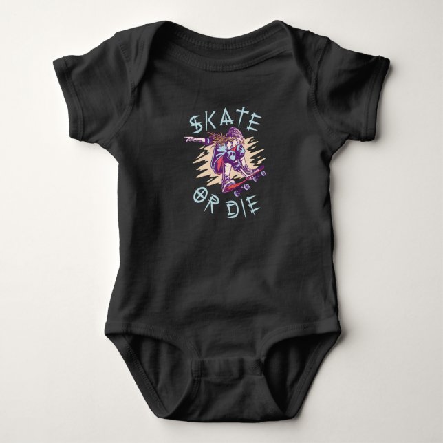 Body Skate ou meure Skateboardeuse Fille (Devant)