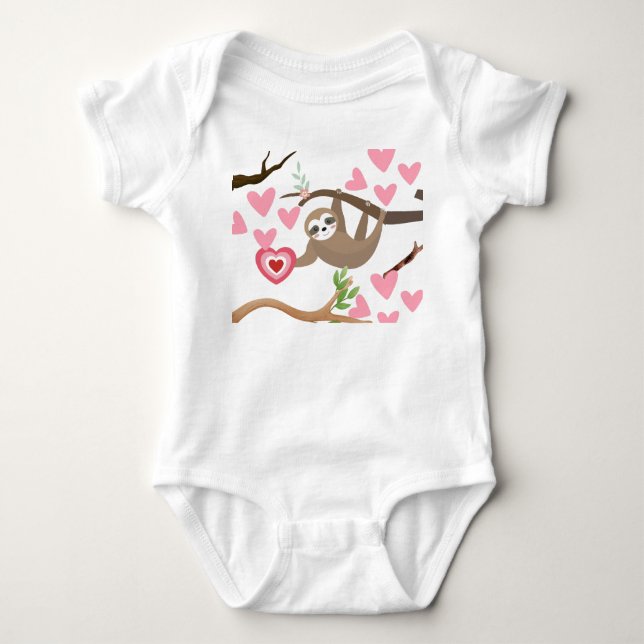 Body Sloth and Hearts Baby Bodysuit (Devant)