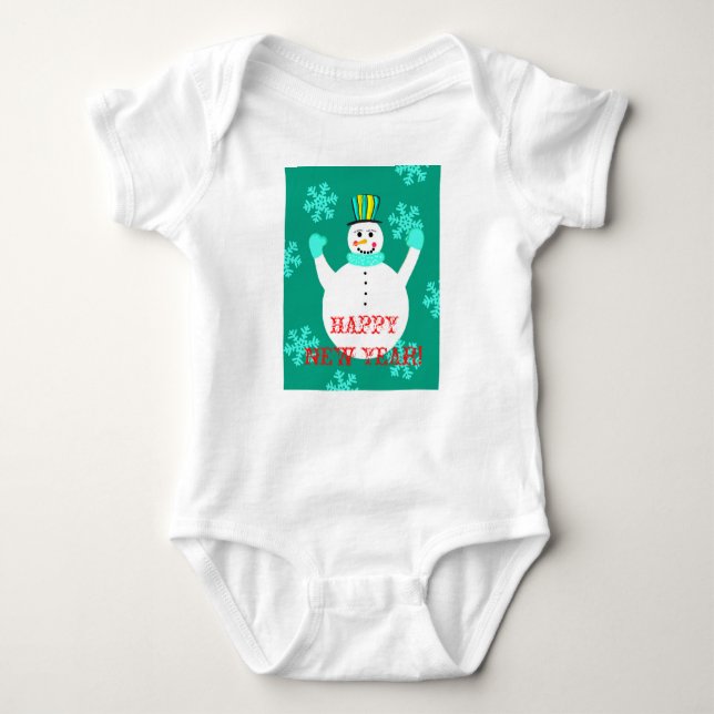Body Snowman Joyeux New Year Baby Jersey Bodysuit (Devant)
