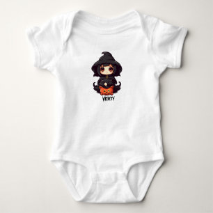 Body Sorcière et chats d'Halloween pour bébé. Nom modif