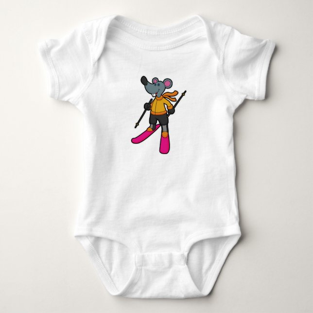 Body Souris comme skieur avec ski (Devant)