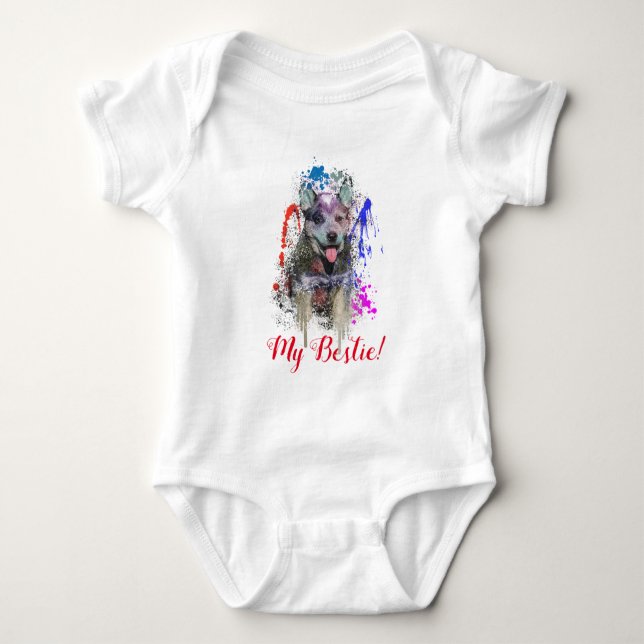 Body Splash Art Cute Blue Heeler Chien Baby Bodysuit (Devant)