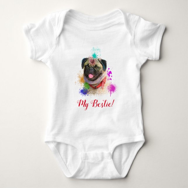 Body Splash Art mignon Carlin Chien Baby Bodysuit (Devant)