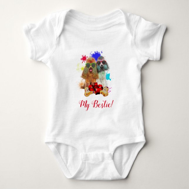 Body Splash Art mignon Poodle Chien Baby Bodysuit (Devant)