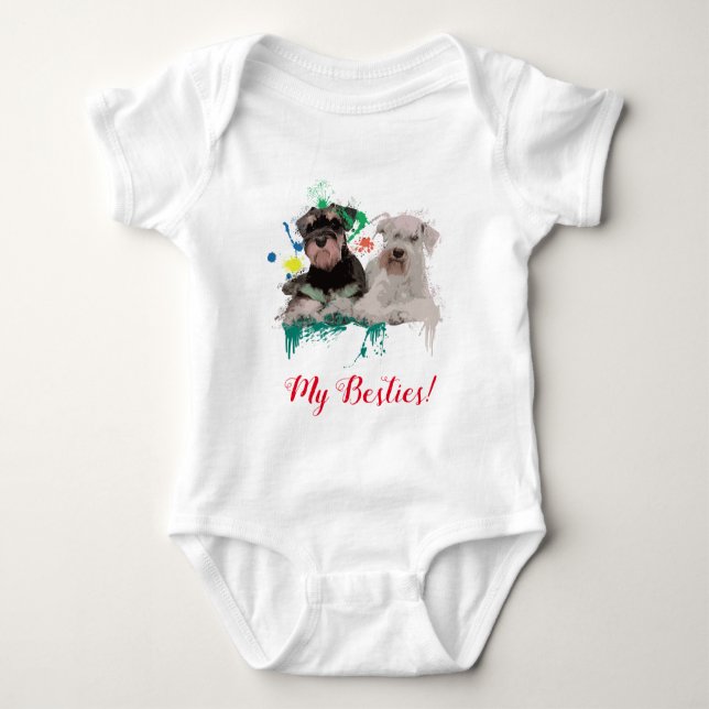 Body Splash Art mignon Schnauzer Chien Baby Bodysuit (Devant)