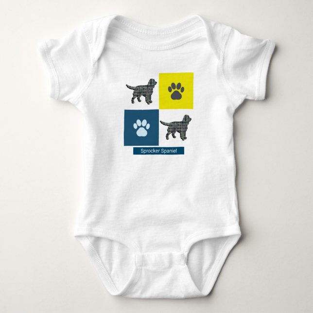 Body Sprocker Spaniel Chien & Paw Y&B Grille Carré (Devant)