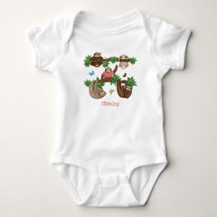 Body Stanley Sloth personnalisé, costume de bébé rose