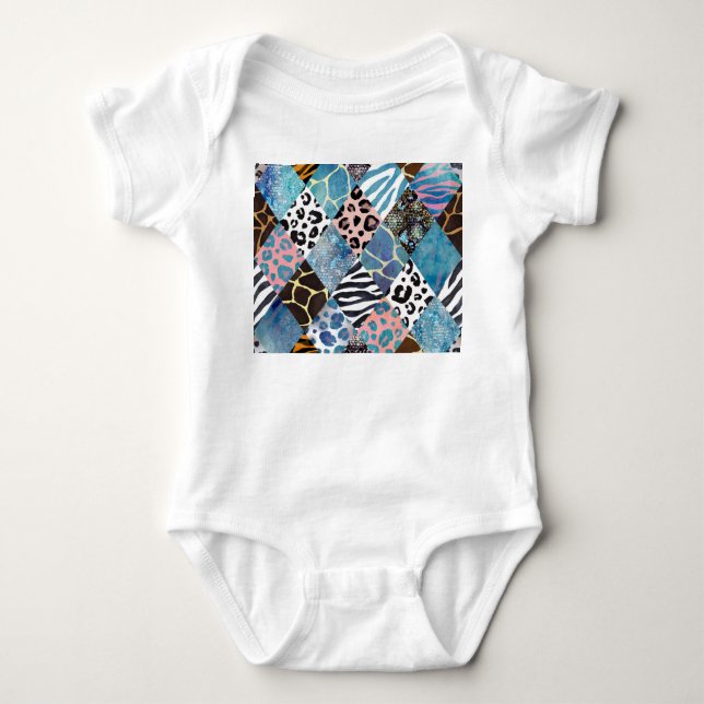 Body Style Patchwork, motif de collage aquarelle. (Devant)