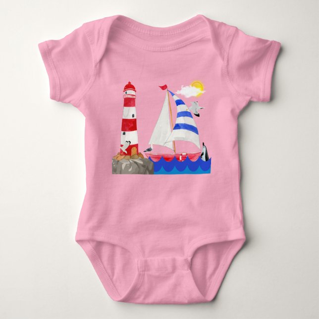 Body Sunny Sailing Ocean Adventure Voilier Phare (Devant)