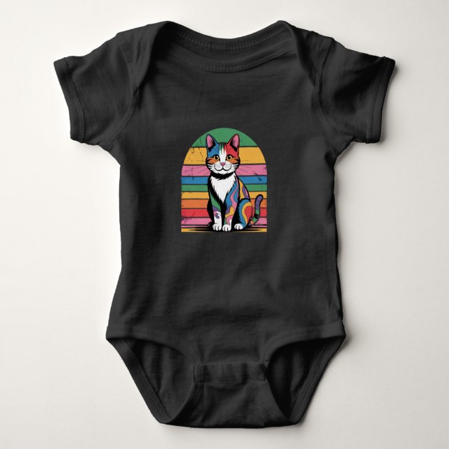 Body Super Psychédélique Chat Retro Baby T-shirt (Devant)