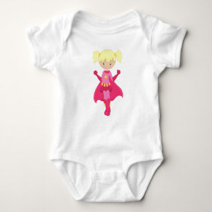 Body Superhero Girl, cheveux blonds, cap rose, mignonne