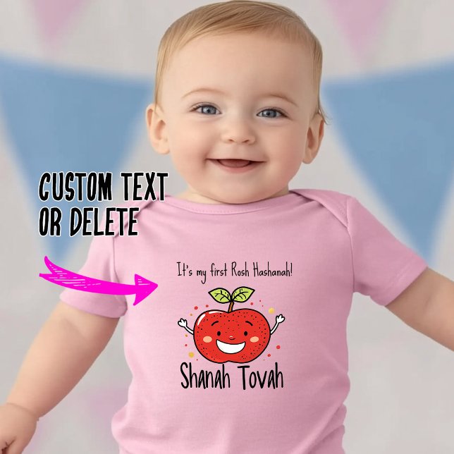 Body 🍎 Sweet Apple Joy avec texte personnalisé (🍎 Sweet Apple Joy with custom text Baby Bodysuit)