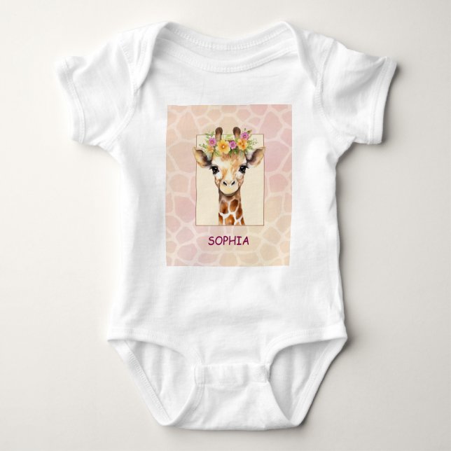 Body Sweet Safari Baby Giraffe en rose et jaune (Devant)