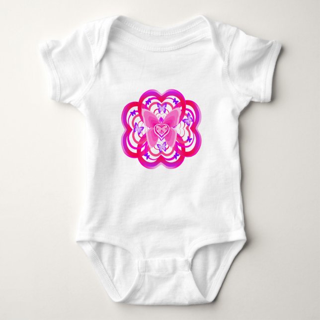 Body Symbole papillon rose Abstrait en forme de coeur (Devant)
