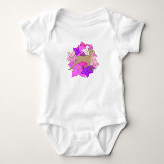 Body T-shirt avec un adorable faon et des fleurs