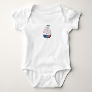 Body T-shirt bateau bleu aquarelle