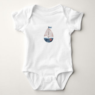 Body T-shirt bateau bleu aquarelle