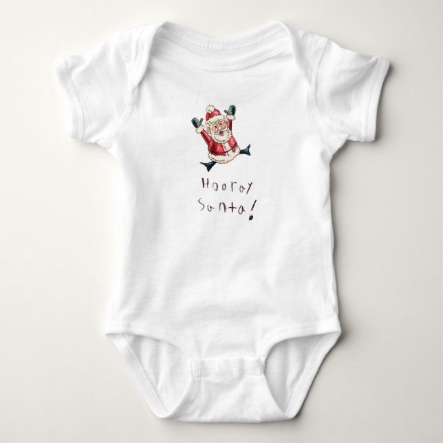 Body T-shirt bébé adorable "Hourra Santa" (Devant)