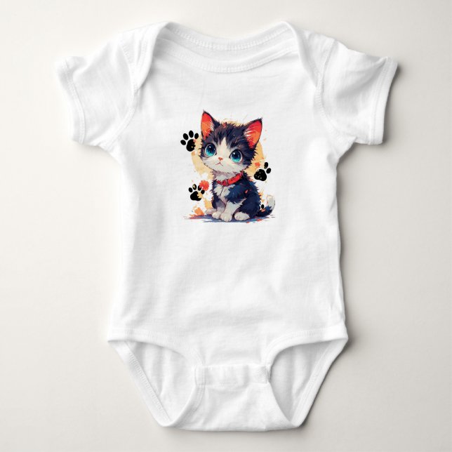 Body T-shirt bébé avec un petit chaton mignon (Devant)