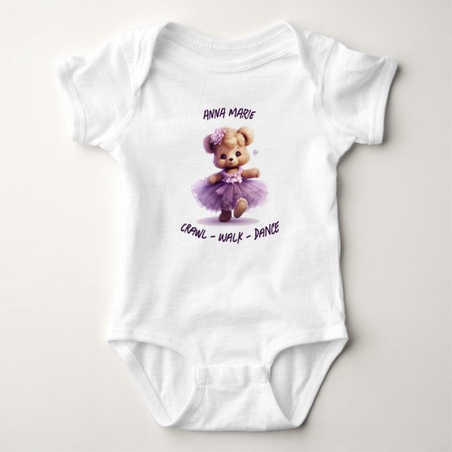 Body T-shirt Bébé blanc Ours de danse (Devant)