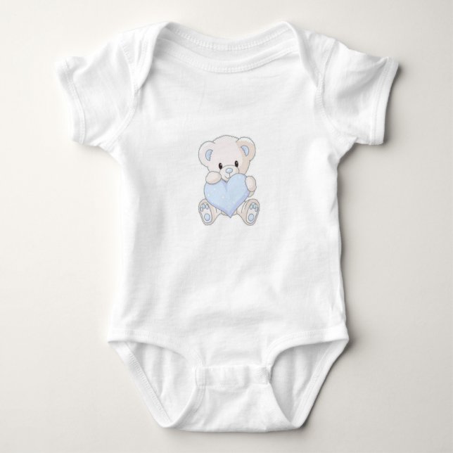 Body T-shirt bébé garçon avec un ours imprimer (Devant)