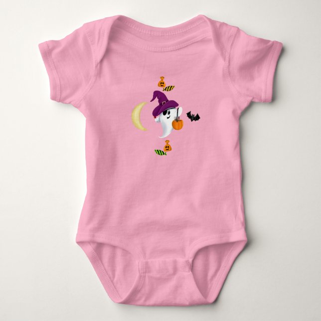 Body T-Shirt bébé Halloween fantôme (Devant)