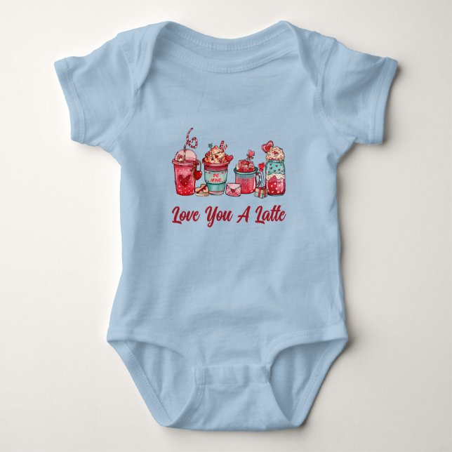 Body T-shirt bébé "Love You A Latte" rouge rubis sur fo (Devant)