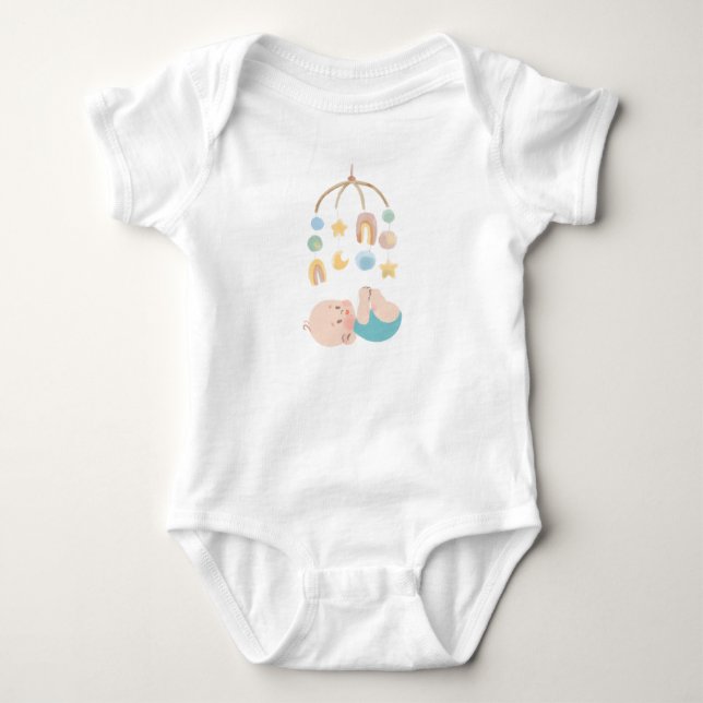 Body T-shirt bébé mignon avec étoiles (Devant)