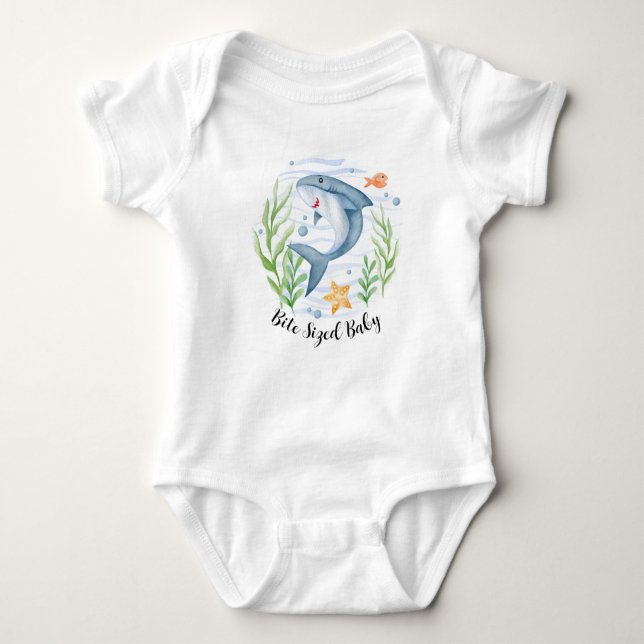 Body T-shirt bébé mignon de taille Bite requin sous la  (Devant)