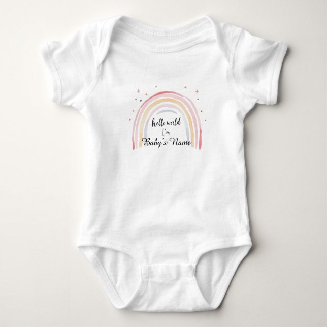 Body T-shirt bébé personnalisé - "Hello World, I’m [Bab (Devant)