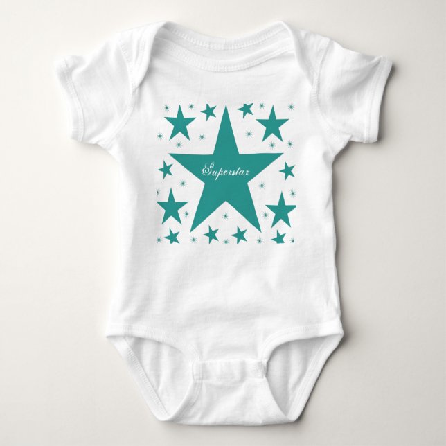 Body T-shirt bébé superstar, Turquoise (Devant)