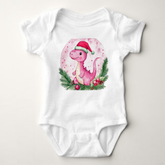 Body T-shirt bodysuit bébé dinosaure rose