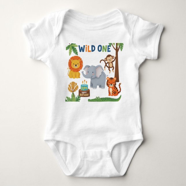 Body T-shirt d'anniversaire Safari (Devant)