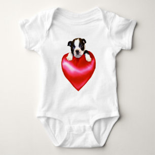 Body T-shirt de bébé de Boston Terrier d'amour