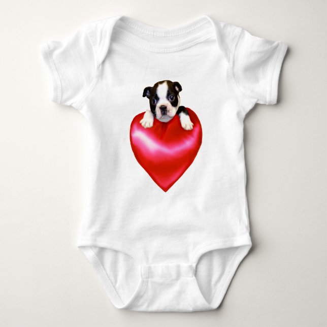 Body T-shirt de bébé de Boston Terrier d'amour (Devant)