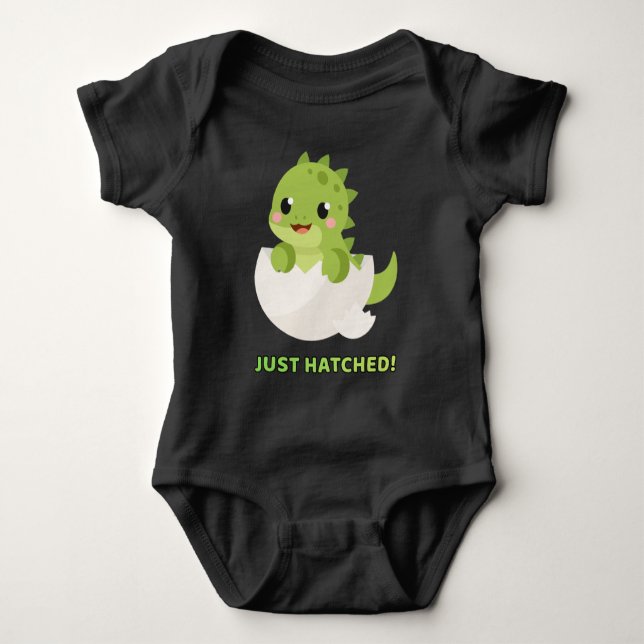 Body T-shirt de bébé dinosaure mignon qui vient d'éclor (Devant)