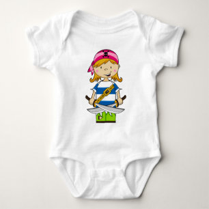 Body T-shirt de bébés de pirate de Bandana de fille