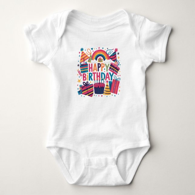 Body T-shirt de naissance "Joyeux Anniversaire" :-) (Devant)