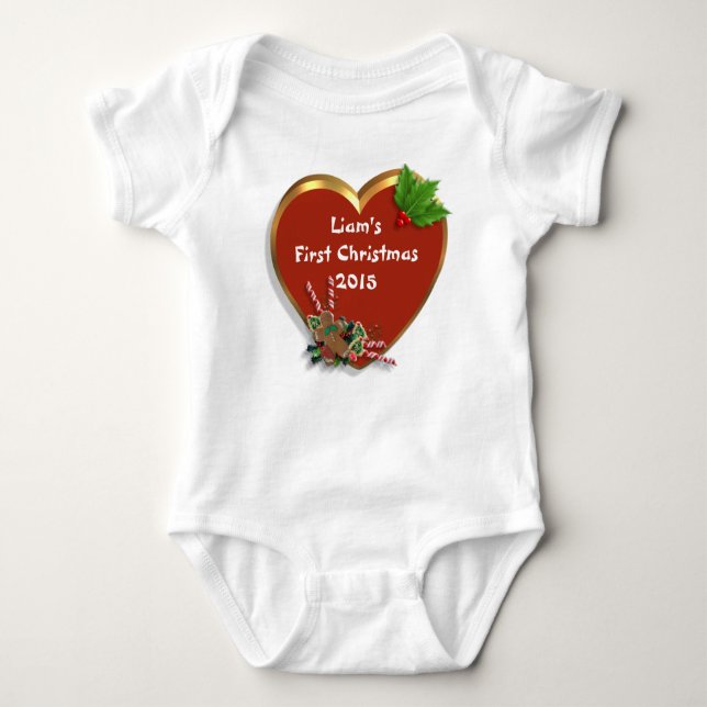 Body T-shirt de Noël Babys First personnalisé (Devant)