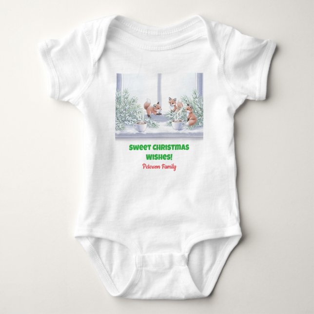 Body T-shirt de Noël familial - Cosy Winter Fox Scene (Devant)