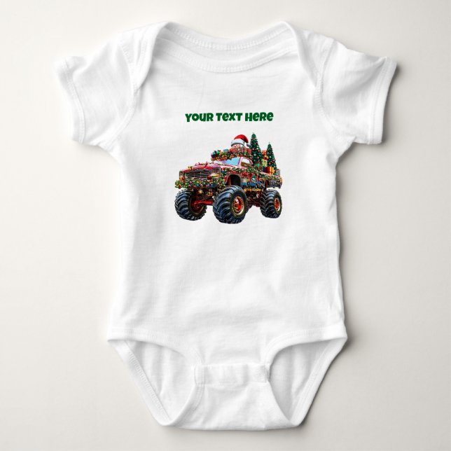 Body T-shirt de Noël pour bébé avec camion monstre – Mo (Devant)