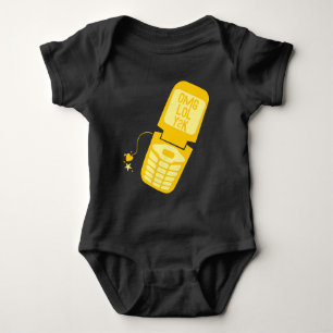Body T-shirt de téléphone à flip jaune rétro