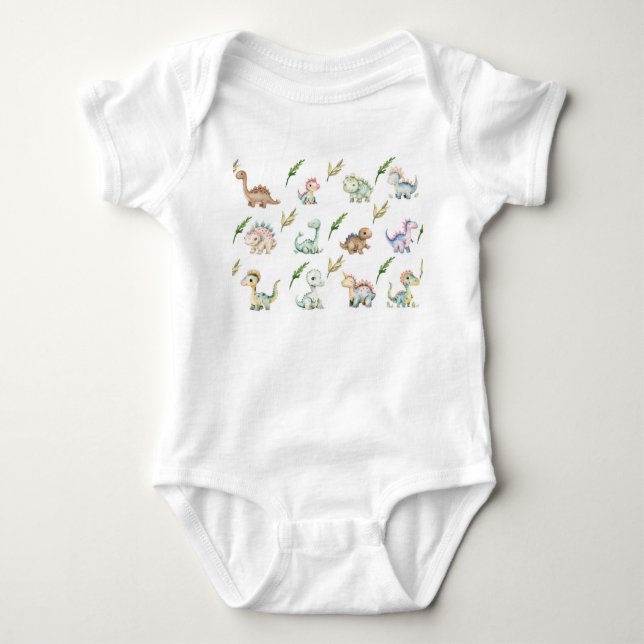 Body T-shirt dinosaure aquarelle (Devant)
