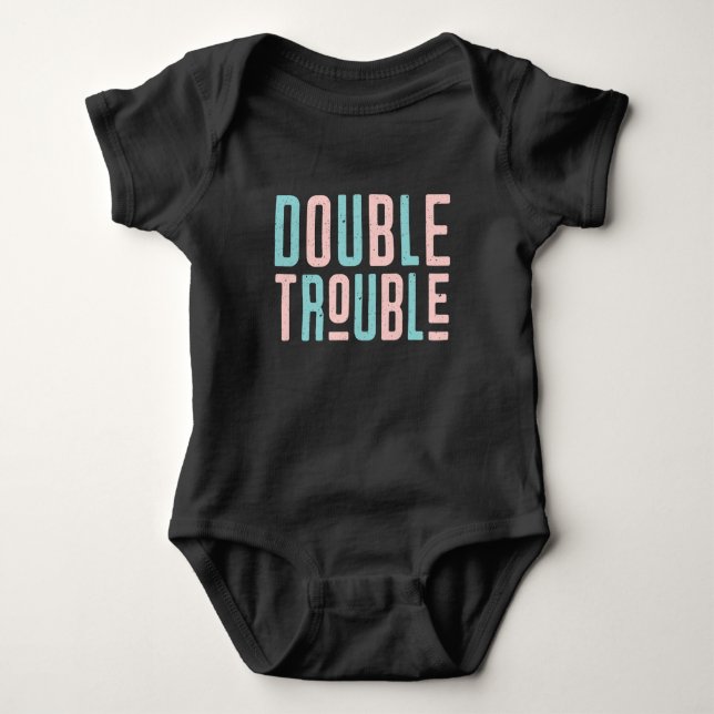 Body T-Shirt Double Trouble Bleu/Rose (Devant)