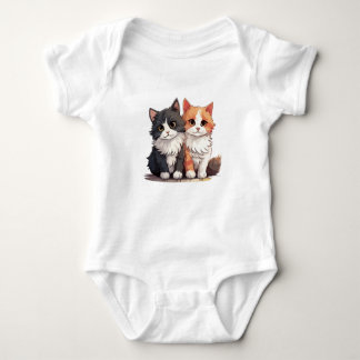 Body T-shirt Duo Cat | Adorable Black & Orange Cats Gra